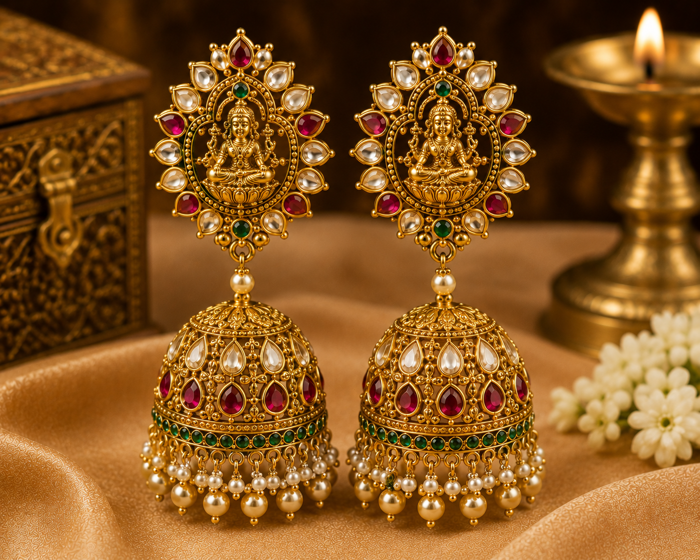 Peacock Stone Jhumkas
