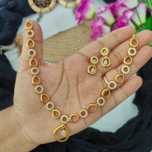 ad stone gold finish necklace