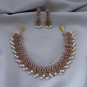 ad stone flower design necklace