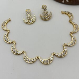 ad stone half moon design necklace