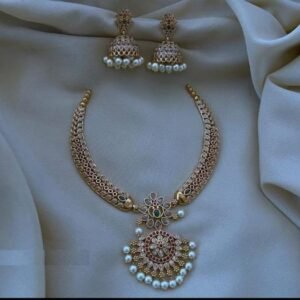 ad stone flower design hasli necklace