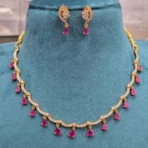 ad stone ruby colour necklace