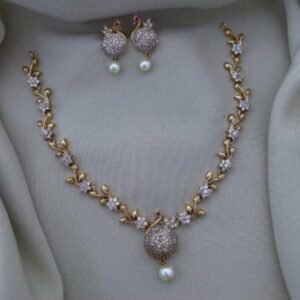 ad stone diamond look peacock design necklace