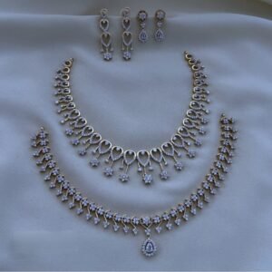 ad stone diamond look necklace combo