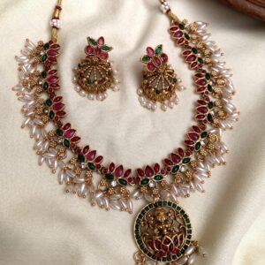 matte finish lotus design necklace