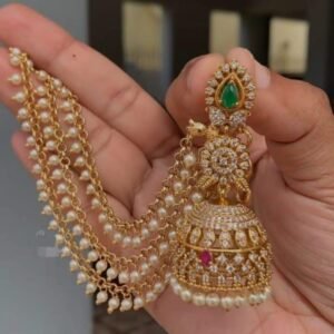 ad jhumka with pearl mattal